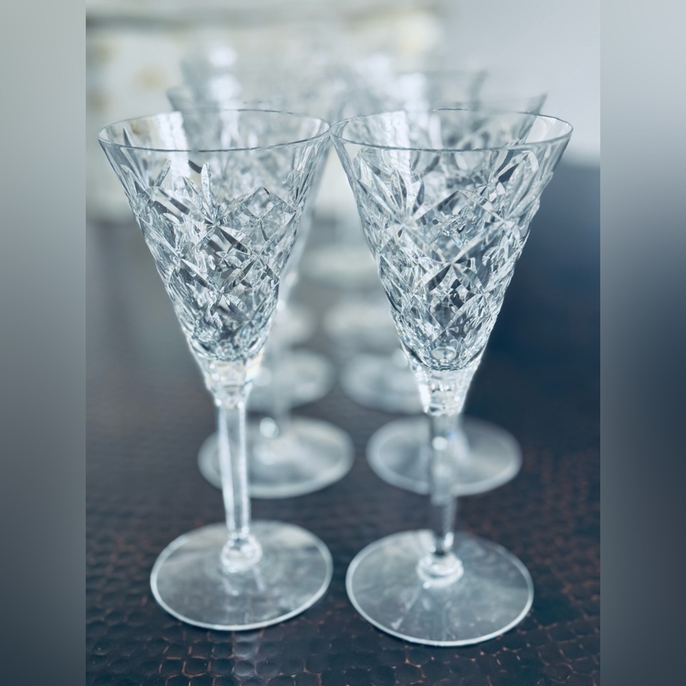 Vintage 1940s Crystal Water Goblet by the Seneca Glass Company USA. Set of 10